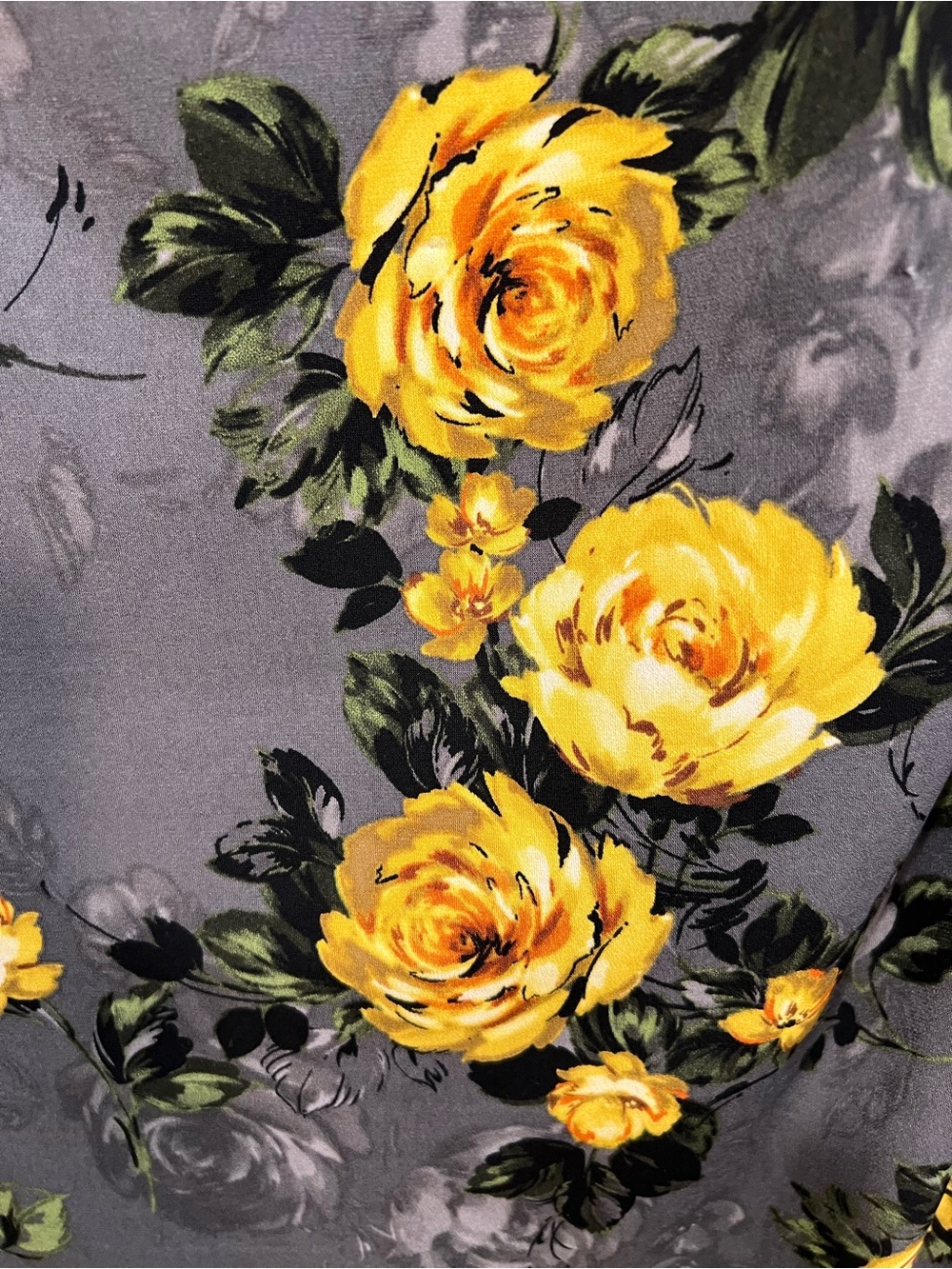 Dark Grey Maxi Dress with Yellow Rose Floral Print New / Fall / Formal / Date - Picture 6 of 12